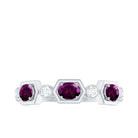 3/4 CT Oval Rhodolite and Diamond Half Eternity Ring Rhodolite - ( AAA ) - Quality - Rosec Jewels