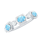 0.75 CT Real Aquamarine and Diamond Half Eternity Ring Aquamarine - ( AAA ) - Quality - Rosec Jewels