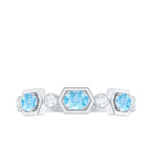 0.75 CT Real Aquamarine and Diamond Half Eternity Ring Aquamarine - ( AAA ) - Quality - Rosec Jewels