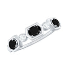 Black Spinel and Diamond Eternity Anniversary Wedding Ring Black Spinel - ( AAA ) - Quality - Rosec Jewels