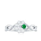 Crossover Emerald and Diamond Flower Ring Emerald - ( AAA ) - Quality - Rosec Jewels