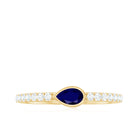 Real Blue Sapphire East West Promise Ring with Diamond Blue Sapphire - ( AAA ) - Quality - Rosec Jewels