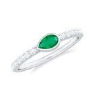 Emerald East West Promise Ring with Diamond Emerald - ( AAA ) - Quality - Rosec Jewels