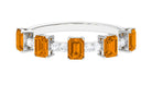 Genuine Citrine and Diamond Semi Eternity Ring in Prong Setting Citrine - ( AAA ) - Quality - Rosec Jewels