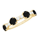 Real Black Diamond and Diamond Half Eternity Ring Black Diamond - ( AAA ) - Quality - Rosec Jewels