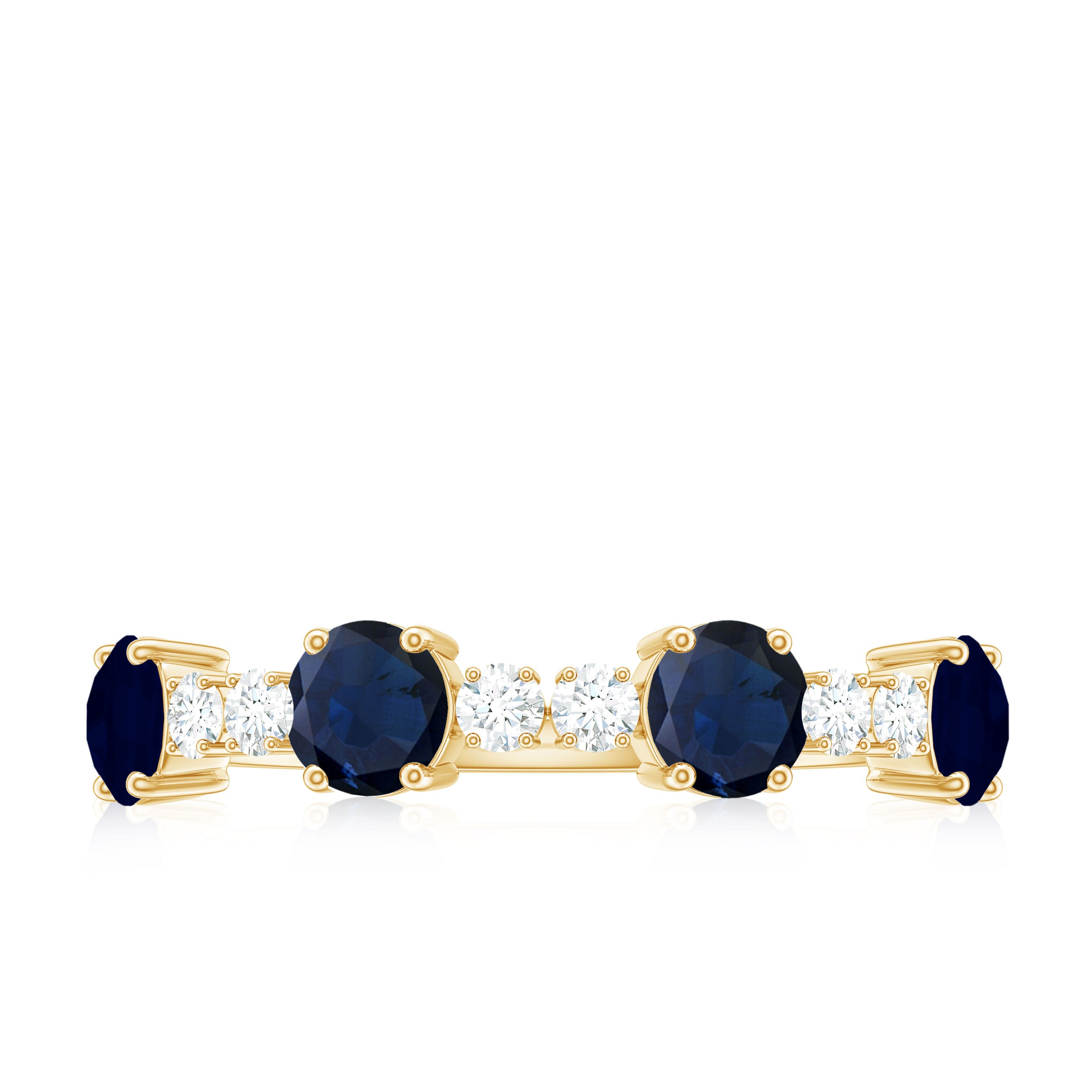 Real Blue Sapphire and Diamond Eternity Ring Blue Sapphire - ( AAA ) - Quality - Rosec Jewels