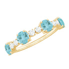 Sky Blue Topaz and Diamond Half Eternity in Prong Setting Sky Blue Topaz - ( AAA ) - Quality - Rosec Jewels