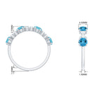 Half Eternity Ring with Swiss Blue Topaz and Diamond Swiss Blue Topaz - ( AAA ) - Quality - Rosec Jewels