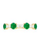 Natural Emerald and Diamond Half Eternity Ring in Prong Setting Emerald - ( AAA ) - Quality - Rosec Jewels