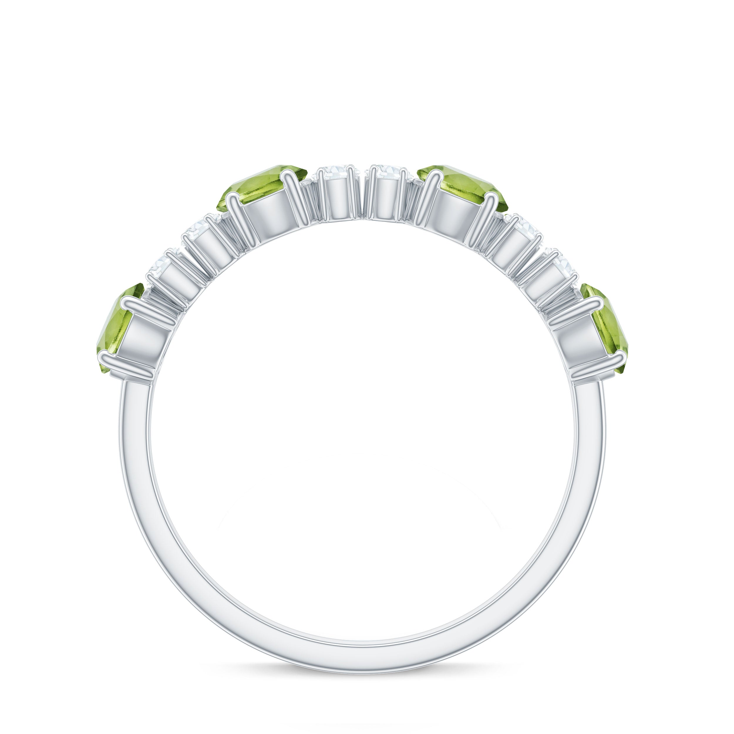 Peridot and Diamond Half Eternity Ring Peridot - ( AAA ) - Quality - Rosec Jewels