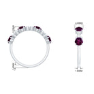 Elegant Rhodolite and Diamond Half Eternity Ring Rhodolite - ( AAA ) - Quality - Rosec Jewels