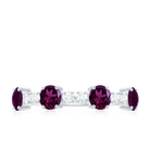 Elegant Rhodolite and Diamond Half Eternity Ring Rhodolite - ( AAA ) - Quality - Rosec Jewels