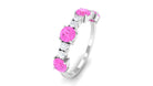 Natural Pink Sapphire and Diamond Half Eternity Ring Pink Sapphire - ( AAA ) - Quality - Rosec Jewels