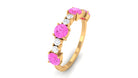 Natural Pink Sapphire and Diamond Half Eternity Ring Pink Sapphire - ( AAA ) - Quality - Rosec Jewels