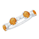 Orange Sapphire and Diamond Half Eternity Ring Orange Sapphire - ( AAA ) - Quality - Rosec Jewels