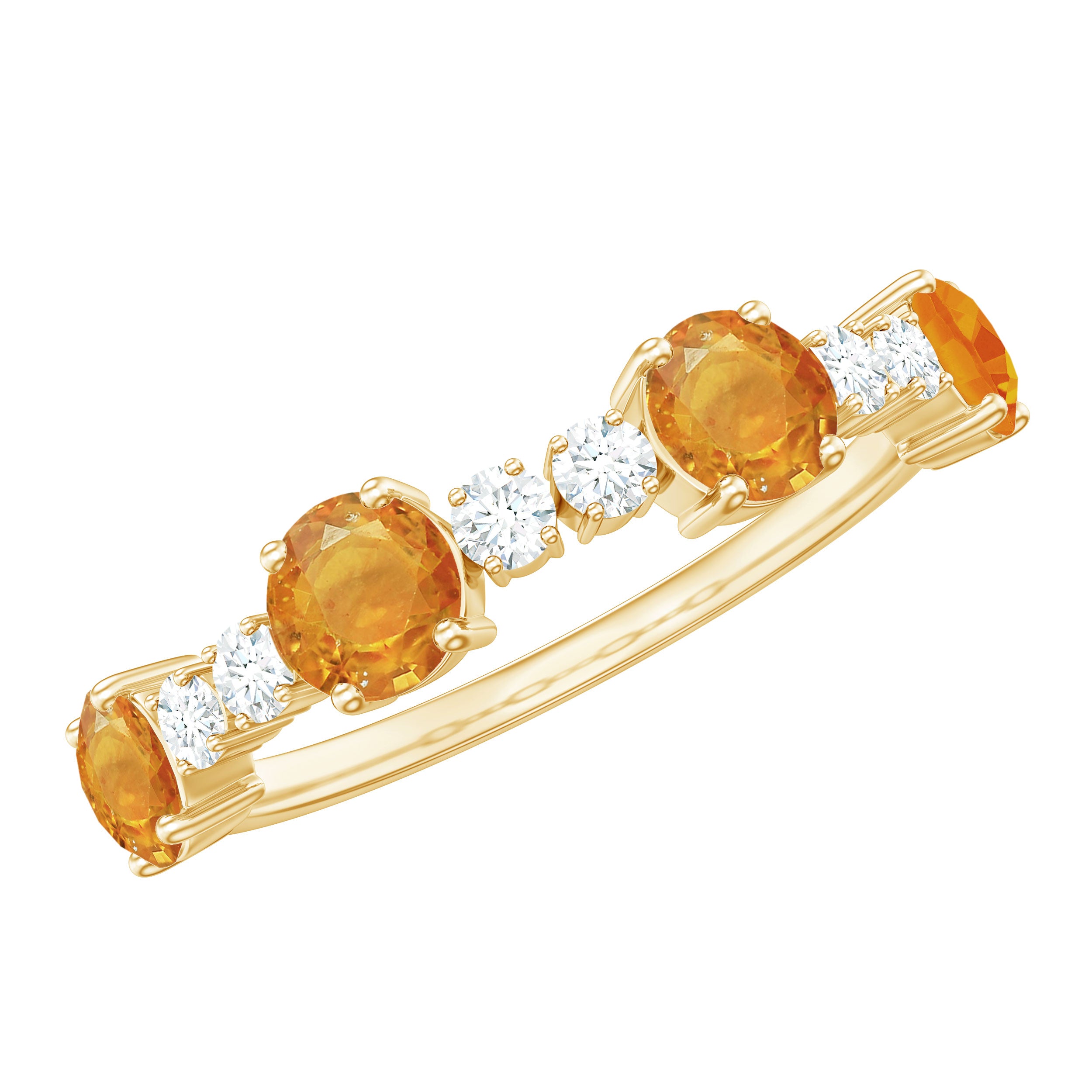 Orange Sapphire and Diamond Half Eternity Ring Orange Sapphire - ( AAA ) - Quality - Rosec Jewels