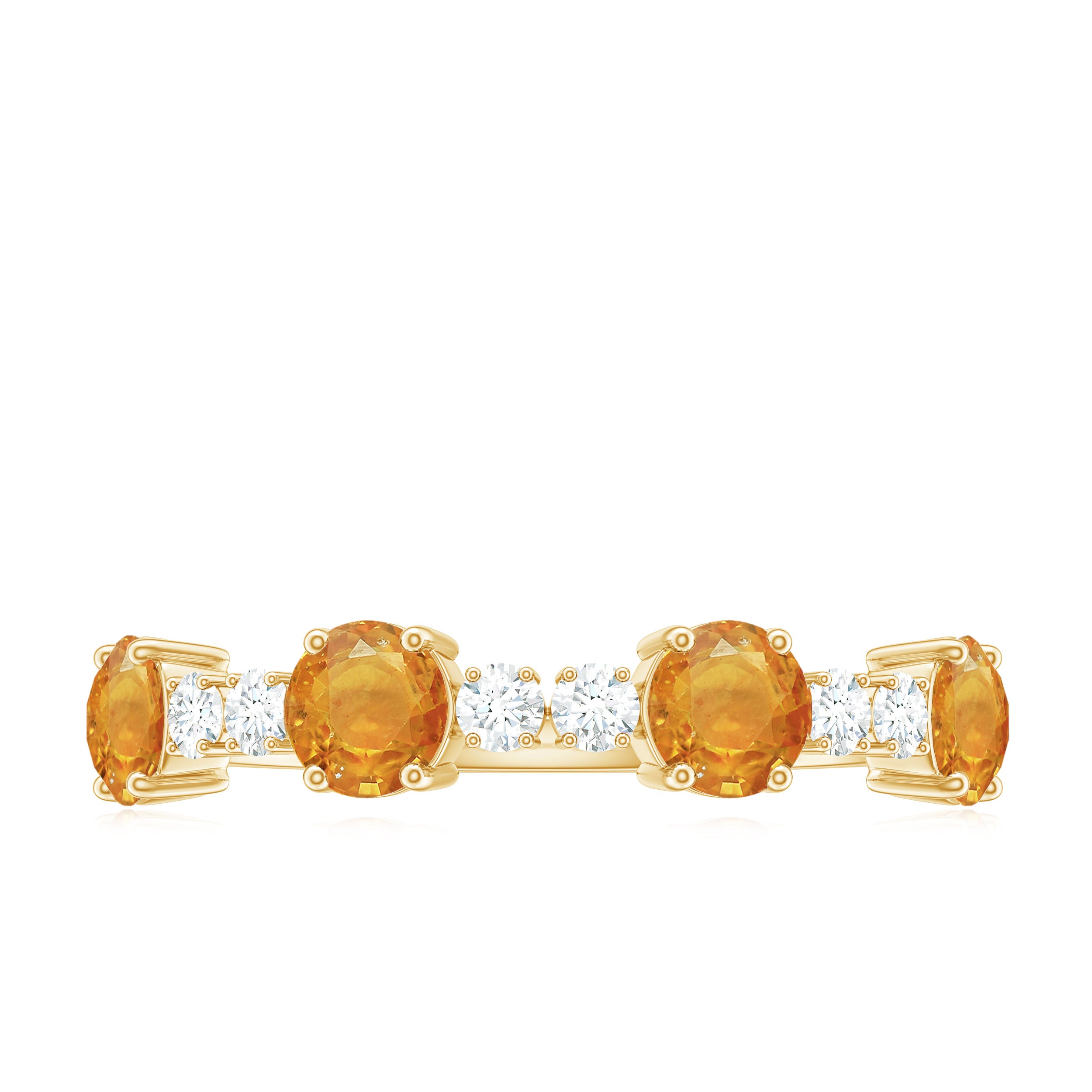 Orange Sapphire and Diamond Half Eternity Ring Orange Sapphire - ( AAA ) - Quality - Rosec Jewels