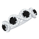 Real Black Diamond Half Eternity Ring with Moissanite Black Diamond - ( AAA ) - Quality - Rosec Jewels