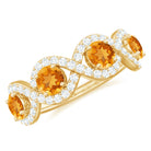 Real Citrine and Moissanite Minimal Braided Eternity Ring Citrine - ( AAA ) - Quality - Rosec Jewels