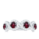 2.25 CT Rhodolite and Diamond Half Eternity Ring Rhodolite - ( AAA ) - Quality - Rosec Jewels