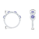 Minimal Braided Half Eternity Ring with Tanzanite and Diamond Tanzanite - ( AAA ) - Quality - Rosec Jewels