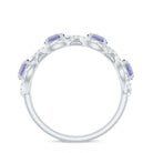 Minimal Braided Half Eternity Ring with Tanzanite and Diamond Tanzanite - ( AAA ) - Quality - Rosec Jewels