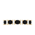 Black Onyx and Diamond Half Eternity Ring in Prong Setting Black Onyx - ( AAA ) - Quality - Rosec Jewels