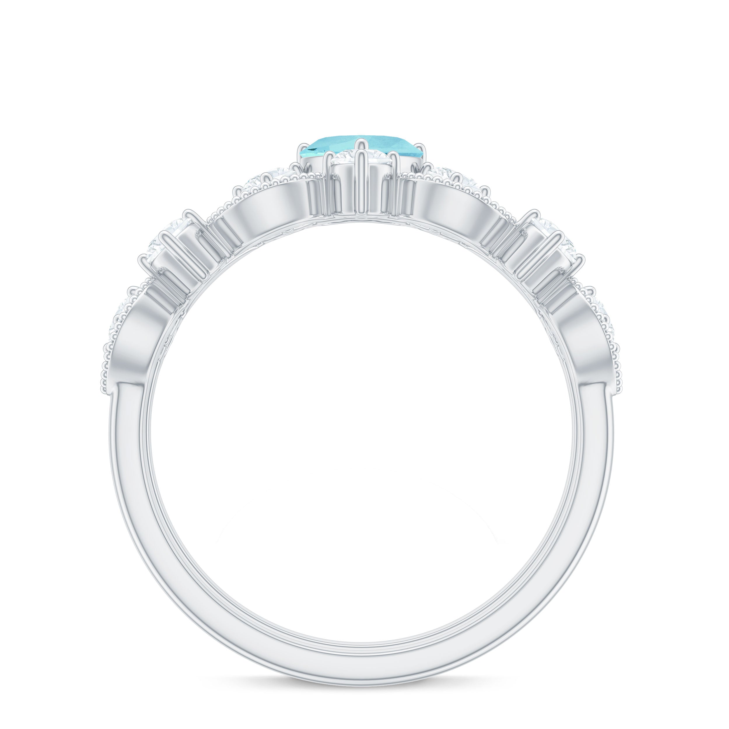 1.25 CT Sky Blue Topaz and Moissanite Ring Set in Prong Setting Sky Blue Topaz - ( AAA ) - Quality - Rosec Jewels