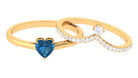 Real London Blue Topaz Heart Ring Set with Diamond London Blue Topaz - ( AAA ) - Quality - Rosec Jewels