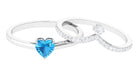 Natural Swiss Blue Topaz and Diamond Heart Ring Set Swiss Blue Topaz - ( AAA ) - Quality - Rosec Jewels