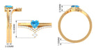 Natural Swiss Blue Topaz and Diamond Heart Ring Set Swiss Blue Topaz - ( AAA ) - Quality - Rosec Jewels