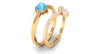 Natural Swiss Blue Topaz and Diamond Heart Ring Set Swiss Blue Topaz - ( AAA ) - Quality - Rosec Jewels