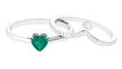 Real Emerald Heart Ring Set with Diamond Emerald - ( AAA ) - Quality - Rosec Jewels