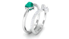 Real Emerald Heart Ring Set with Diamond Emerald - ( AAA ) - Quality - Rosec Jewels