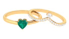 Real Emerald Heart Ring Set with Diamond Emerald - ( AAA ) - Quality - Rosec Jewels