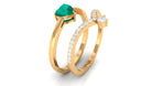 Real Emerald Heart Ring Set with Diamond Emerald - ( AAA ) - Quality - Rosec Jewels