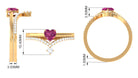 Heart Shape Pink Tourmaline Ring Set with Diamond Pink Tourmaline - ( AAA ) - Quality - Rosec Jewels