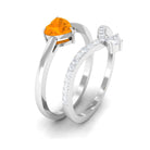 Heart Fire Opal and Diamond Ring Set Fire Opal - ( AAA ) - Quality - Rosec Jewels