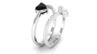 Real Black Onyx Heart Ring Set with and Diamond Black Onyx - ( AAA ) - Quality - Rosec Jewels