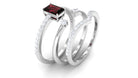 Certified Garnet Ring Set with Diamond in Prong Setting Garnet - ( AAA ) - Quality - Rosec Jewels