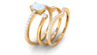 Natural Moonstone and Diamond Stackable Ring Set Moonstone - ( AAA ) - Quality - Rosec Jewels