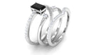 Natural Black Spinel and Diamond Ring Set Black Spinel - ( AAA ) - Quality - Rosec Jewels