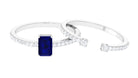 Blue Sapphire and Diamond Ring Set Blue Sapphire - ( AAA ) - Quality - Rosec Jewels