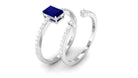 Blue Sapphire and Diamond Ring Set Blue Sapphire - ( AAA ) - Quality - Rosec Jewels