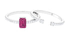 Pink Tourmaline and Diamond Solitaire Ring Set Pink Tourmaline - ( AAA ) - Quality - Rosec Jewels