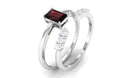 Real Garnet and Diamond Ring Set Garnet - ( AAA ) - Quality - Rosec Jewels