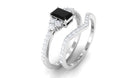 Created Black Diamond and Diamond Engagement Ring Set Lab Created Black Diamond - ( AAAA ) - Quality - Rosec Jewels