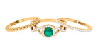 Natural Emerald and Moissanite Stackable Ring Set Emerald - ( AAA ) - Quality - Rosec Jewels