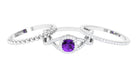 Genuine Amethyst Stackable Ring Set with Moissanite Amethyst - ( AAA ) - Quality - Rosec Jewels