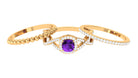 Genuine Amethyst Stackable Ring Set with Moissanite Amethyst - ( AAA ) - Quality - Rosec Jewels